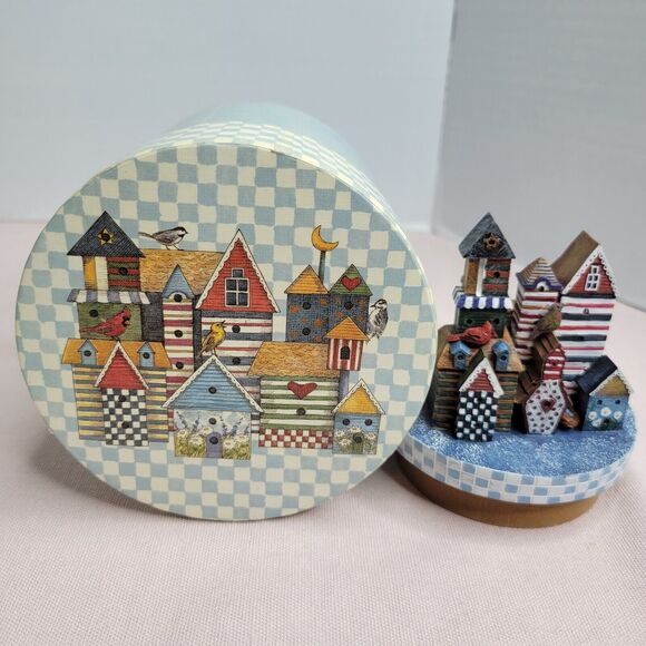Lang Candles Topper Birdhouses Patchwork Large Medium Jar Candle Topper 2000 New - Picture 12 of 14